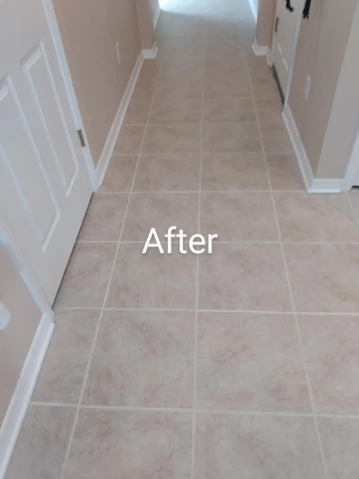Hallway tile floor after professional cleaning