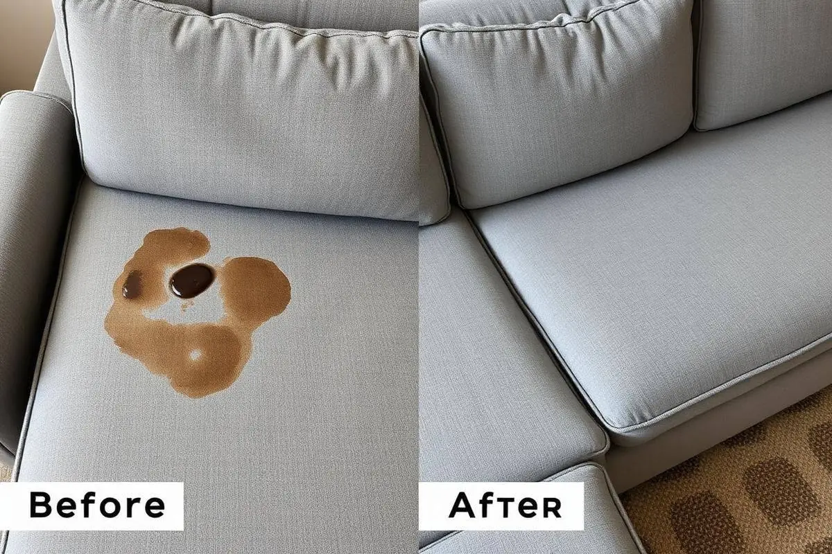 Before and after upholstery cleaning in Bradenton, FL — Microfiber sectional